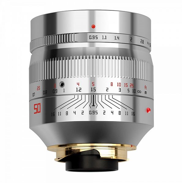 Появилось изображение серебристого варианта объектива TTartisan 50mm f/0.95 с креплением Leica M